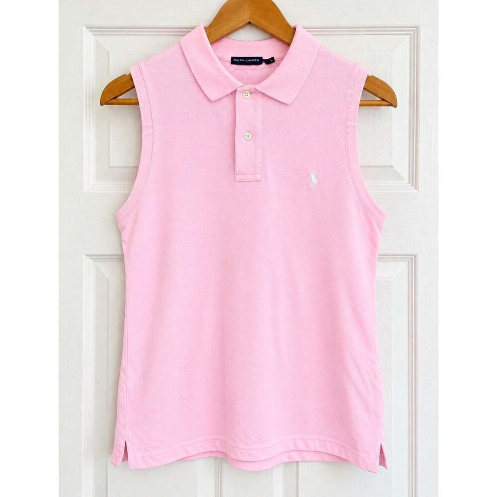 Ralph Lauren Golf Women’s Sleeveless Stretch Polo Pink Cotton Blend Size L